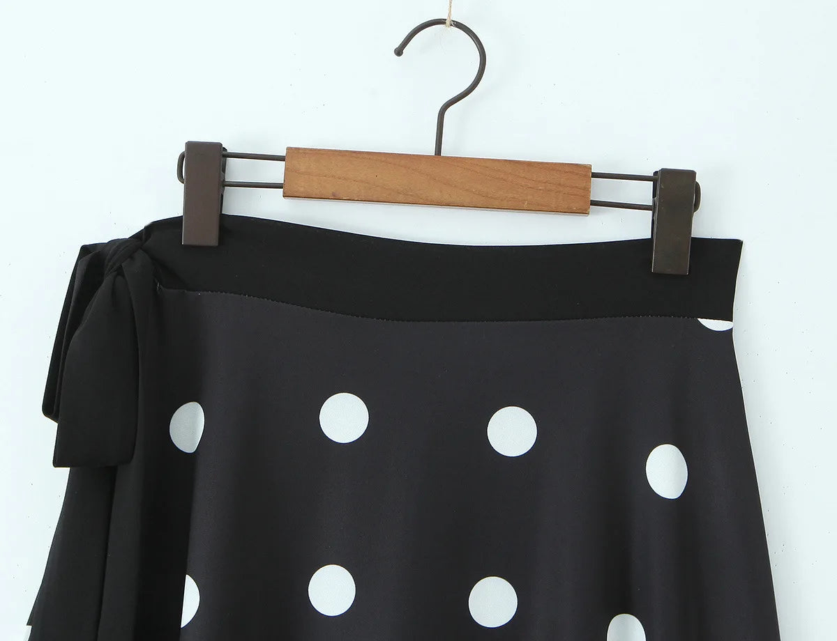LIZAKOSHT  -  Halter Neck Camisole Polka Dot Skirt Set Women's Summer Sexy Fashionable Personality Neckband Backless Beach Vacation Black Set