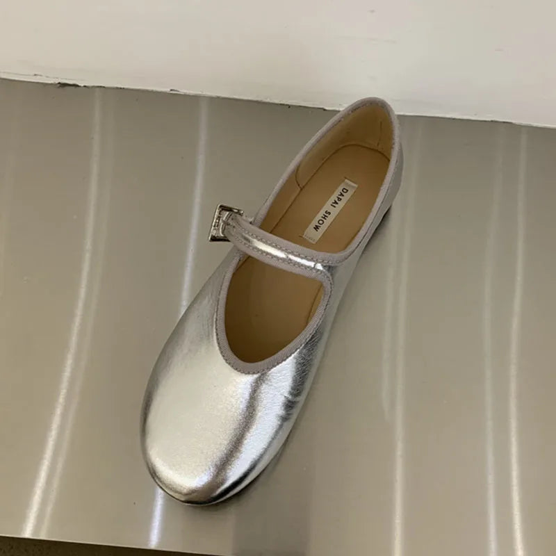 LIZAKOSHT  -  Autumn Women Flat Shoes Fashion Round Toe Shallow Ladies Dress Mary Jane Shoes Soft Flat Heel Casual Ballerinas New Woman