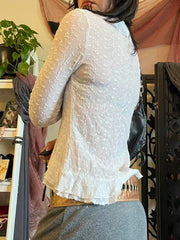 LIZAKOSHT  -  White Long Sleeve Tees Aesthetic Streetwear Tops Y2k Elegant Women Irregular Hem Shirt Female Grunge Fairycore Coquette