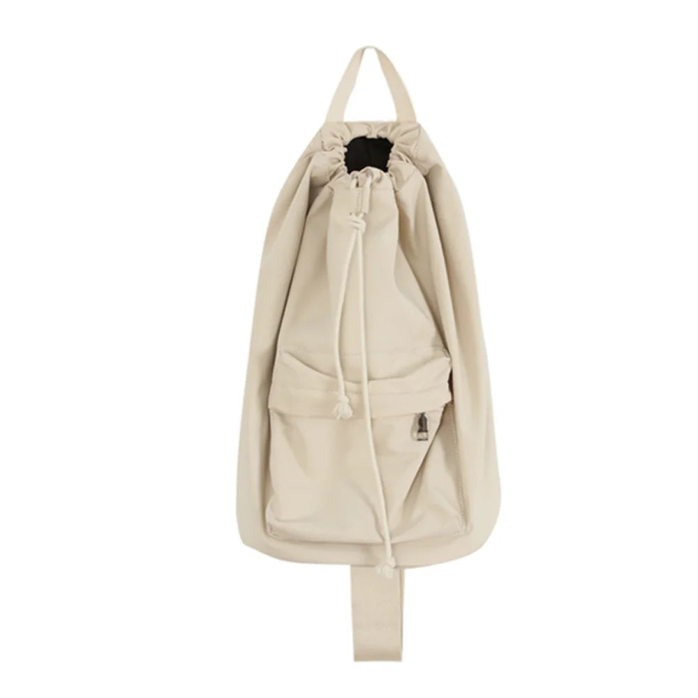 LIZAKOSHT  -  Korea Large Capacity Canvas Totes Shoulder Bags Y2k Casual All Match Drawstring Women Crossbody Bag Harajuku Grunge Handbag