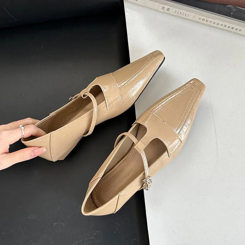 LIZAKOSHT  -  Fashion Luxury Dress Flats Heel Mary Jane Shoes Women Loafers Female Pointed Toe Ballerina New Spring Footwear Office Mujer