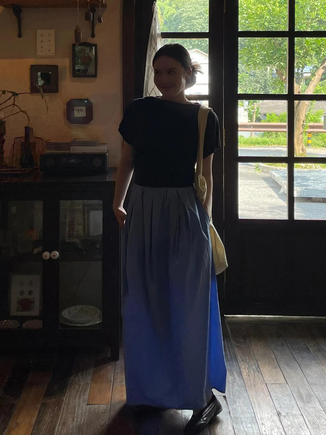 LIZAKOSHT  -  Summer New Design Pleated Elastic Waist A-Line Flower Bud Skirt Women Casual High Waist Versatile Mid-Length Half Skirt