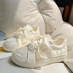 LIZAKOSHT  -  Solid Color Shoes Women Sneakers Minimalist Style Lace Up Breathable Casual Shoes Print Comfortable Shoes Ladies