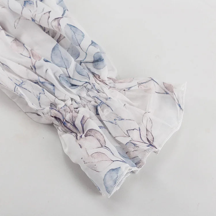 LIZAKOSHT  -  Ruffled Printed Lace-Up Mini Dress Female Square Collar Patchwork Elegant Contrast Party Dress Clothes Women Bodycon Dress