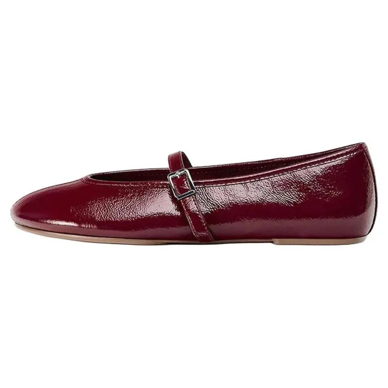 LIZAKOSHT  -  Pai Flat Bot Ballet oes Women's Versatile Simple round Head Slip-On Single oes Bule Red Mary Jane oes Casual Sle