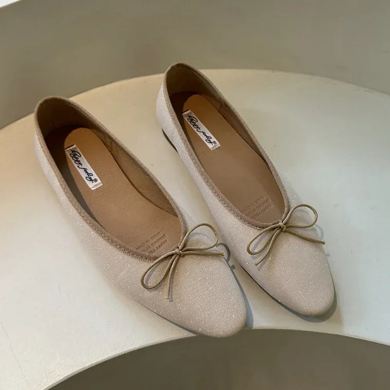 LIZAKOSHT  -  Spring Autumn Fashion Flat Mary Jane Shoes Women Bow Shallow Soft Sole Round Toe Dress Designer Ballet Shoes Zapatos De Mujer