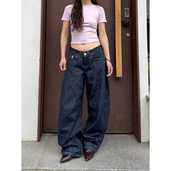 LIZAKOSHT  -  American Retro Low Waist Wide Leg Jeans Women's Autumn Winter Loose Drapey Tall Extended Length Hot Girls Wide Leg Pants