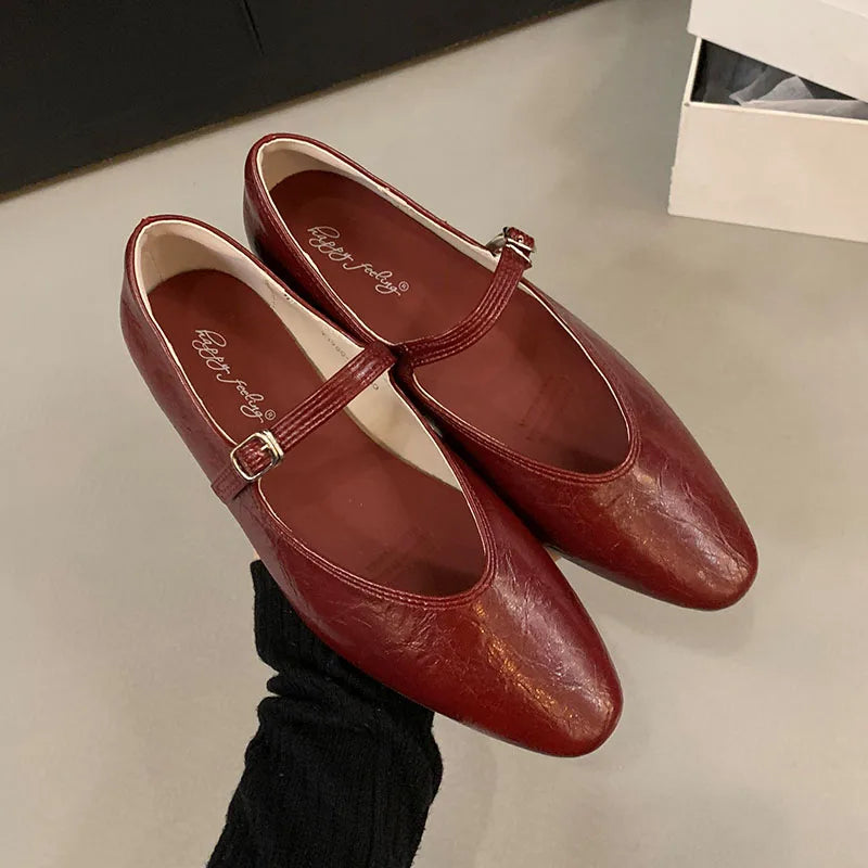 LIZAKOSHT  -  Spring Women Flats Fashion Round Toe Shallow Slip On Ladies Ballerinas Shoes Soft Flat Heel Mary Jane Shoes Mujer New Woman