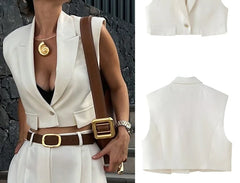 LIZAKOSHT  -  Early Spring New Casual Fashion Versatile Women's Clothing Flip Decoration Short Vest