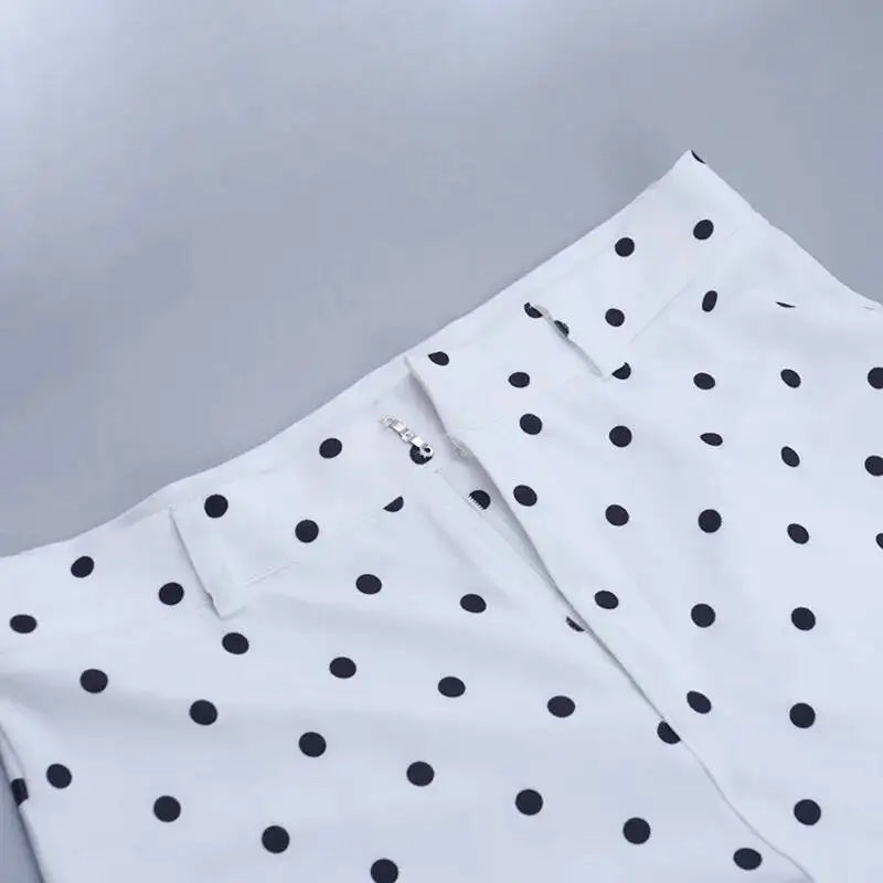 LIZAKOSHT  -  Polka Dot Pencil Pants Women High Waisted Tight Fitting Printed Side Slit Small Leg Summer Elegant Casual Sporty Cropped Pants