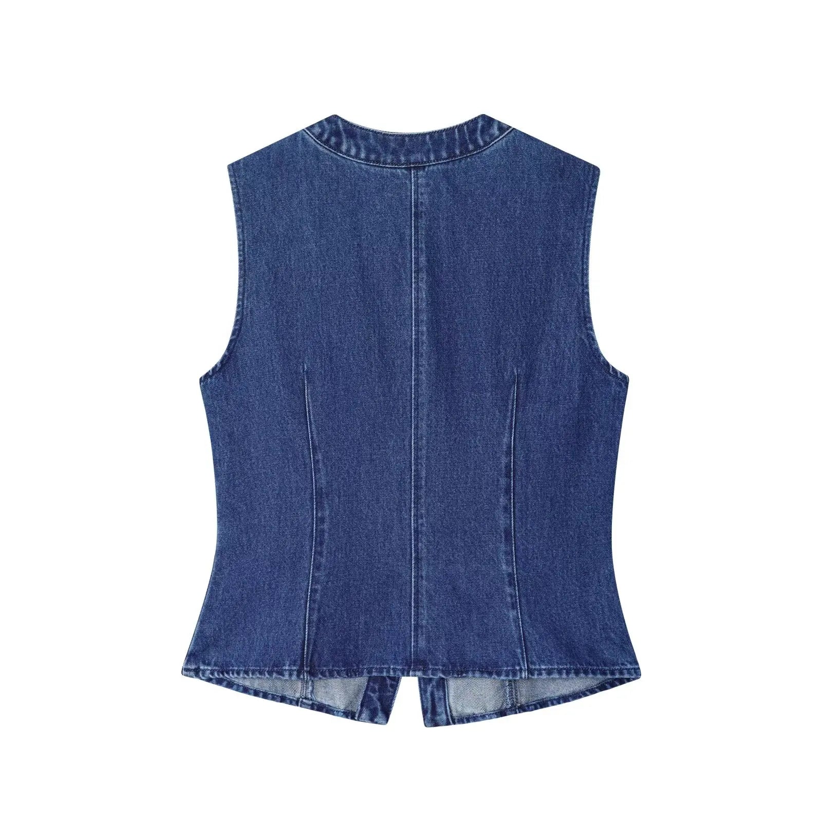 LIZAKOSHT  -  Denim Vests Jackets Autumn Women's 2025 New Slim O-neck Beaded Elegant Women Jackets Chic Street Youth Casual Denim Jacket Vests