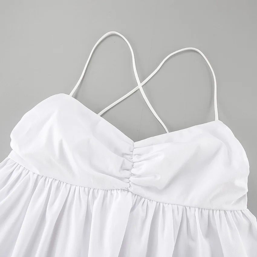LIZAKOSHT  -  Sexy White Suspender Skirt Women's Seaside Chest Wrap A-word Skirt Short Women's Clothing