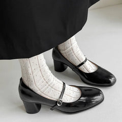 LIZAKOSHT  -  Fashion Pumps New High Quality True Leather Mary Jane Shoes Round Toe Shallow Mouth High Heels Modern Women's Shoes