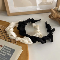 Lizakosht Black Bowknot Headbands Korean Fashion Hair Hoop Hair Bands for Women Sweet Girls Solid Color Headband Hair Accessories Headwear