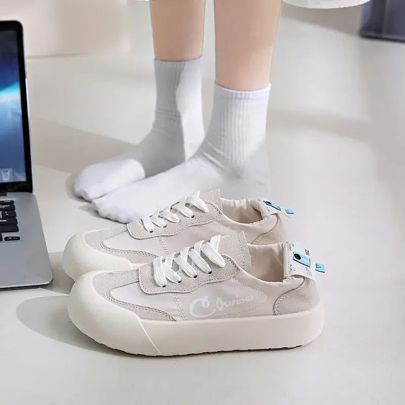 LIZAKOSHT  -  Canvas Lace Up Female Footwear Low Women's Shoes High on Platform Whit Casual Sneaker Offers Free Shipping Summer 2024 Walking A