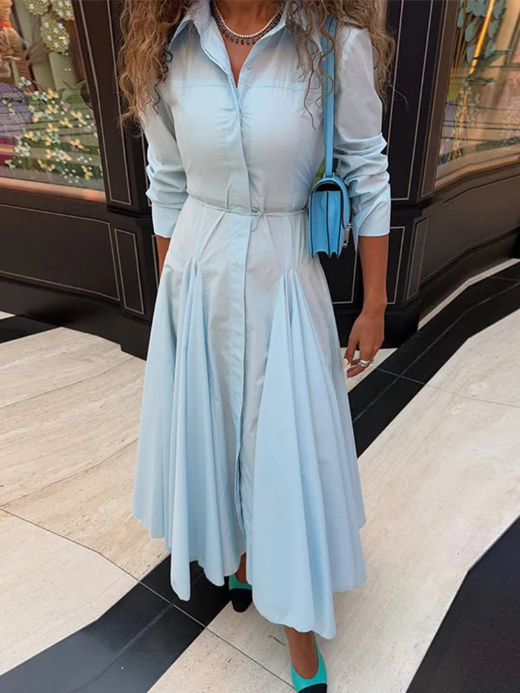 LIZAKOSHT  -  Solid Women's Two Piece Suit Turn-down Collar Full Sleeve Short Top A-line Hip Package Long Skirt 2025 Autumn Lady Causal Outfit