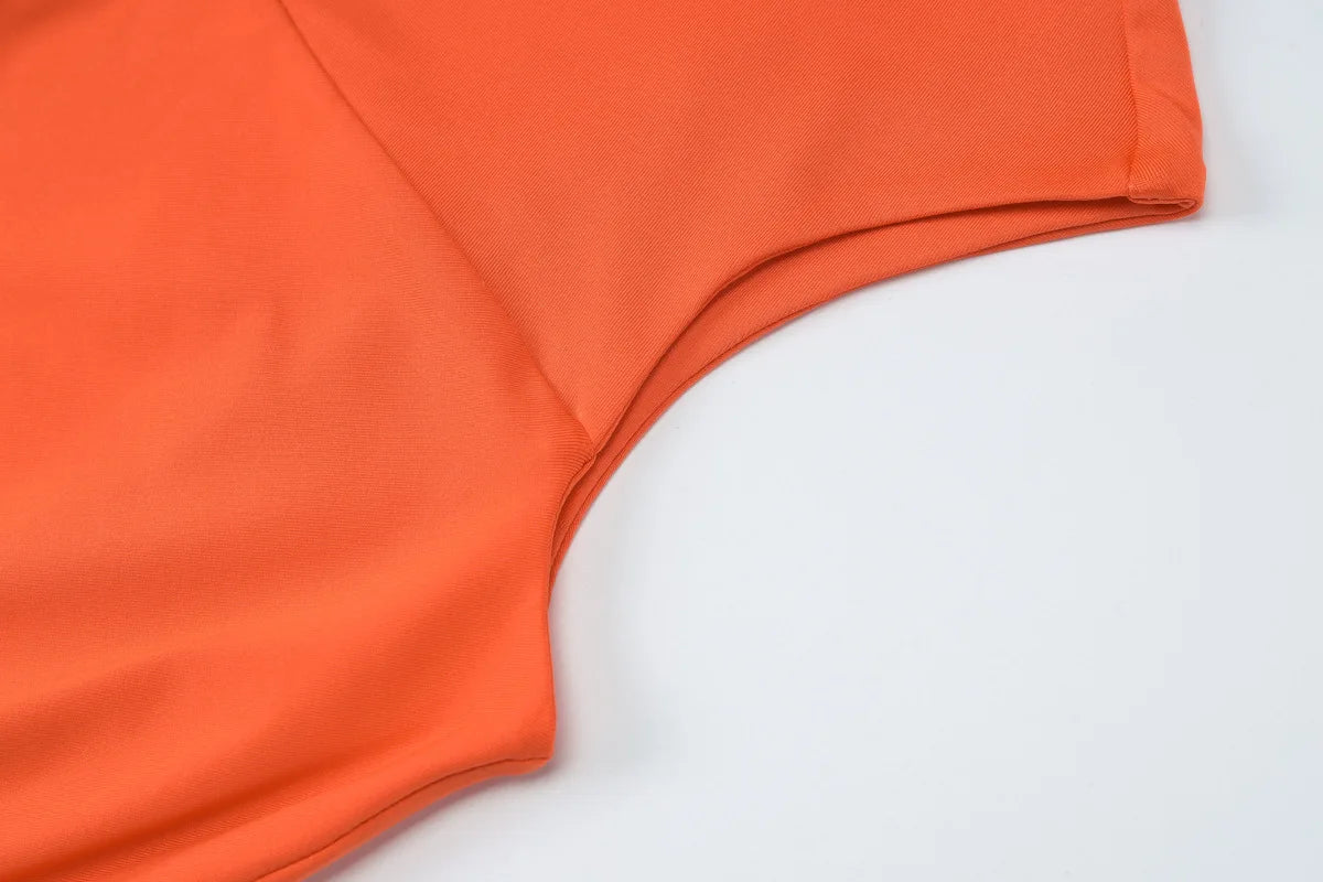 LIZAKOSHT  -  Women Clothing Spring Summer New Fashion Sexy Hollow Out Backless High Waist Solid Color Short Sleeve Party Dresses