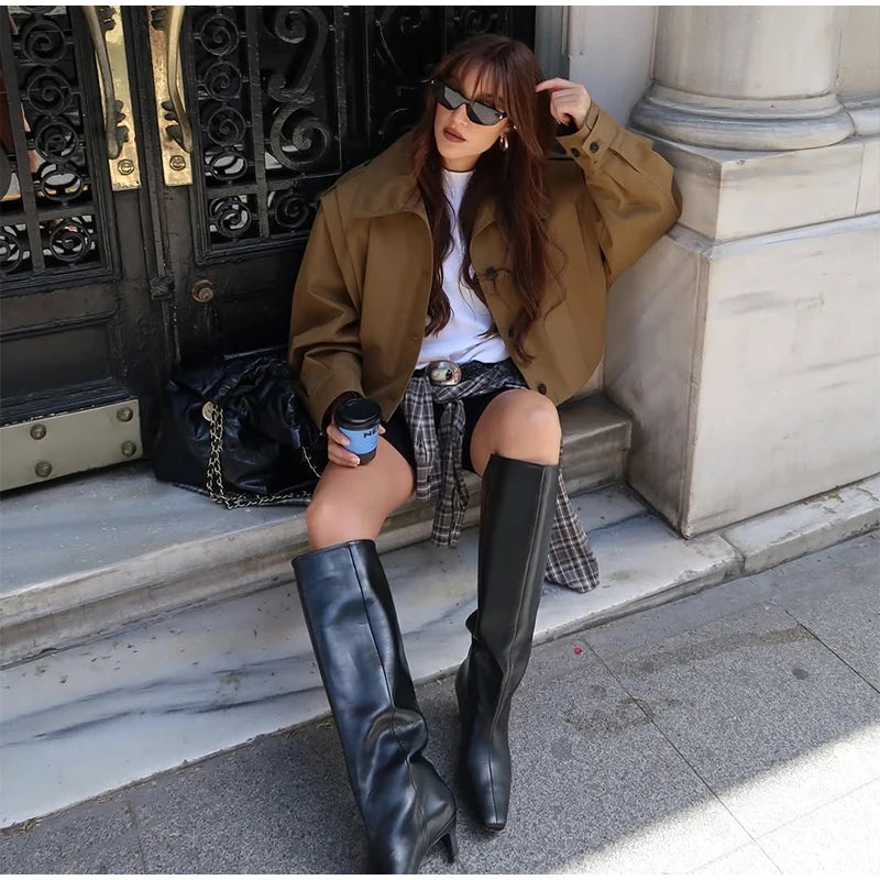 LIZAKOSHT  -  Lapel Single Breasted Loose Windbreaker Women Solid Oversized Jackets 2025 New Fashion Casual Autumn Chic High Street Outerwear
