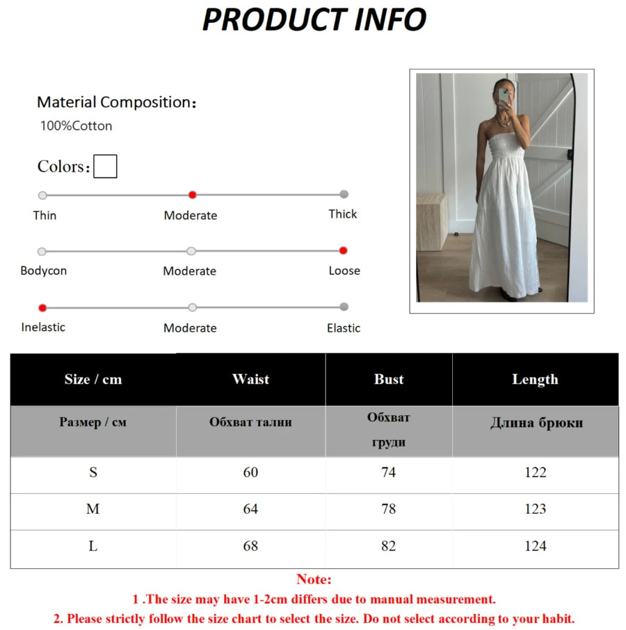 LIZAKOSHT  -  Women's 2026 Summer New Strapless Dress Lightweight Vacation Off-Shoulder Ruched High-Waist Loose Maxi Dress