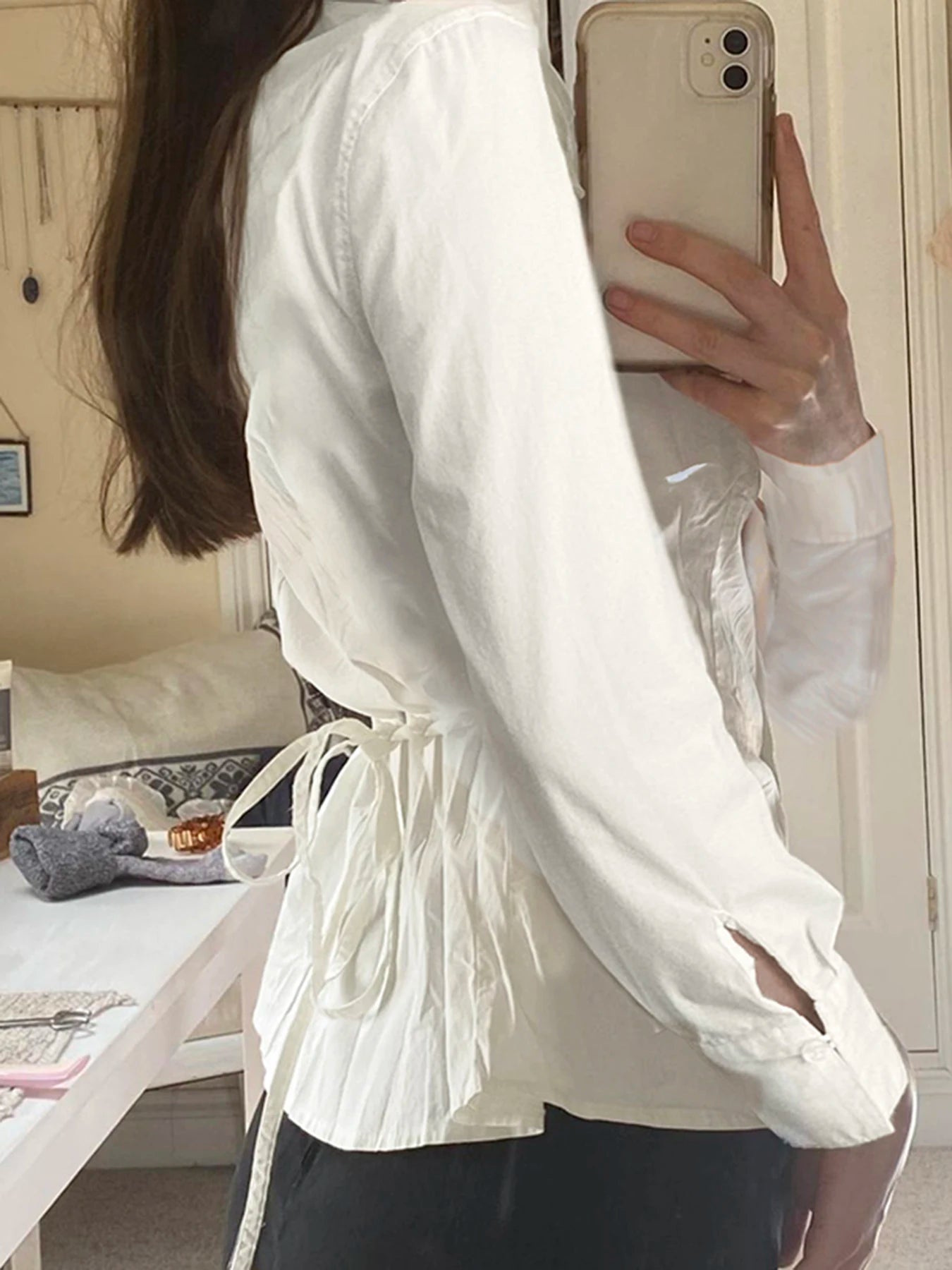 LIZAKOSHT  -  Elegant Fashion Solid Folds Blouse Casual Slim Turn-Down Collar Long Sleeve Shirts Women Autumn Spring Office Lady