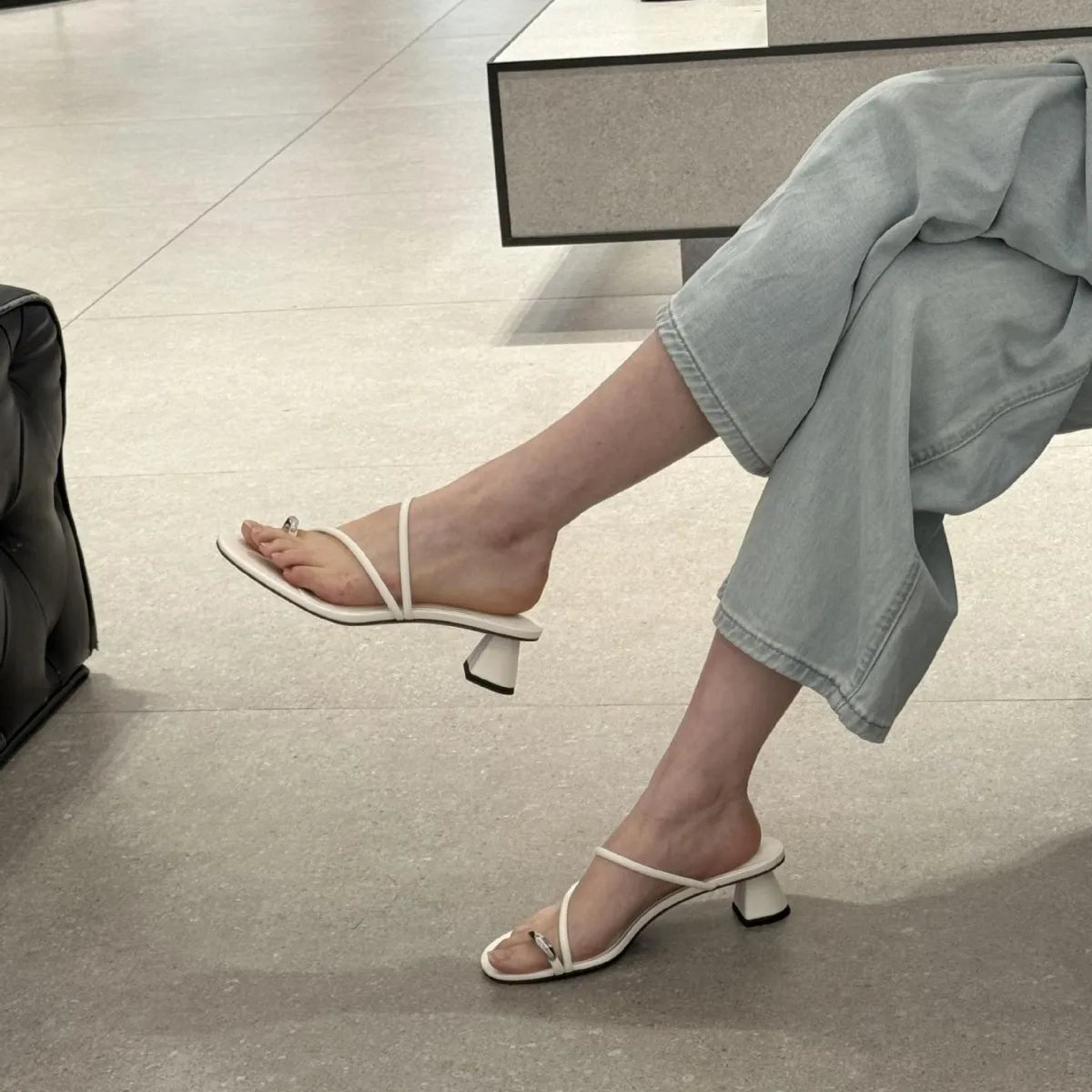 LIZAKOSHT  -  metal buckle clip toe women sandals high heels summer party shoes for woman narrow band gladiator sandalias mujer big size 43