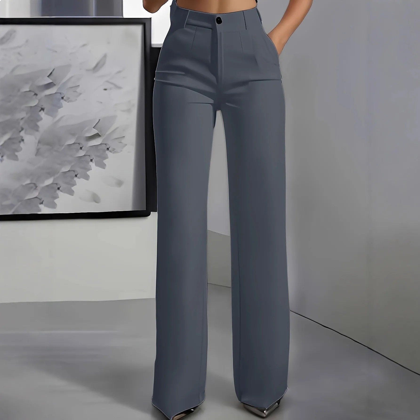 LIZAKOSHT  -  High Waist Dress Pants for Women Flowy Straight Leg Trousers Business Casual Slimming Pants Spring Summer