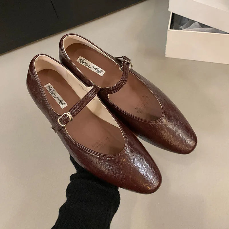 LIZAKOSHT  -  Spring Women Flats Fashion Round Toe Shallow Slip On Ladies Ballerinas Shoes Soft Flat Heel Mary Jane Shoes Mujer New Woman
