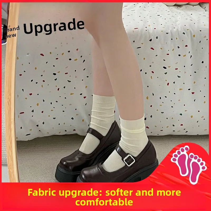 LIZAKOSHT  -  Bla Mary Jane Single oes for Women Thi Heel round Head Retro Japanese Sle Versatile Leather oes Roman Sle mid Heel