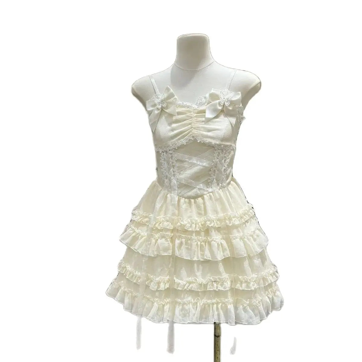 LIZAKOSHT  -  Japan Lolita Niche Sweet Pure Desire Wind Original Design Dress Solid Color Patchwork Lace Princess Sling Jk Sleeveless Slip