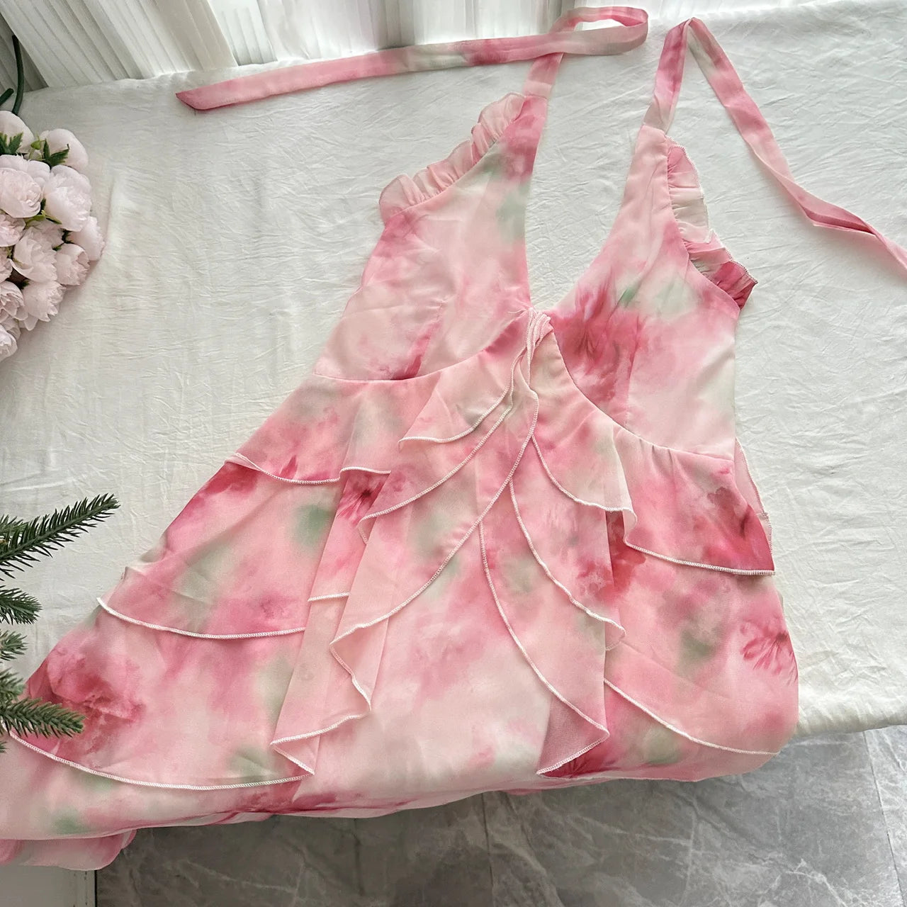 LIZAKOSHT  -  Summer Women Birthday Prom Halter Dress Maxi Coquette French Vintage Vacation Frock Evening Old Money One-Piece Party Aesthetic