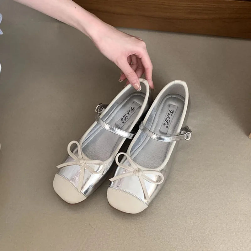 LIZAKOSHT  -  Women Flats Shoes Fashion Brand Shallow Ballet Wedge Heel Ladies Shoes Spring Mary Jane Bow Knot Shallow Ballerina Casual Mujer