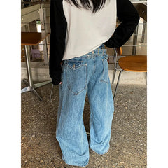LIZAKOSHT  -  Summer Blue Jeans for Women's Y2K Retro Jeans niche high-end American Retro High Street Straight Leg Cleanfit Knife Pants