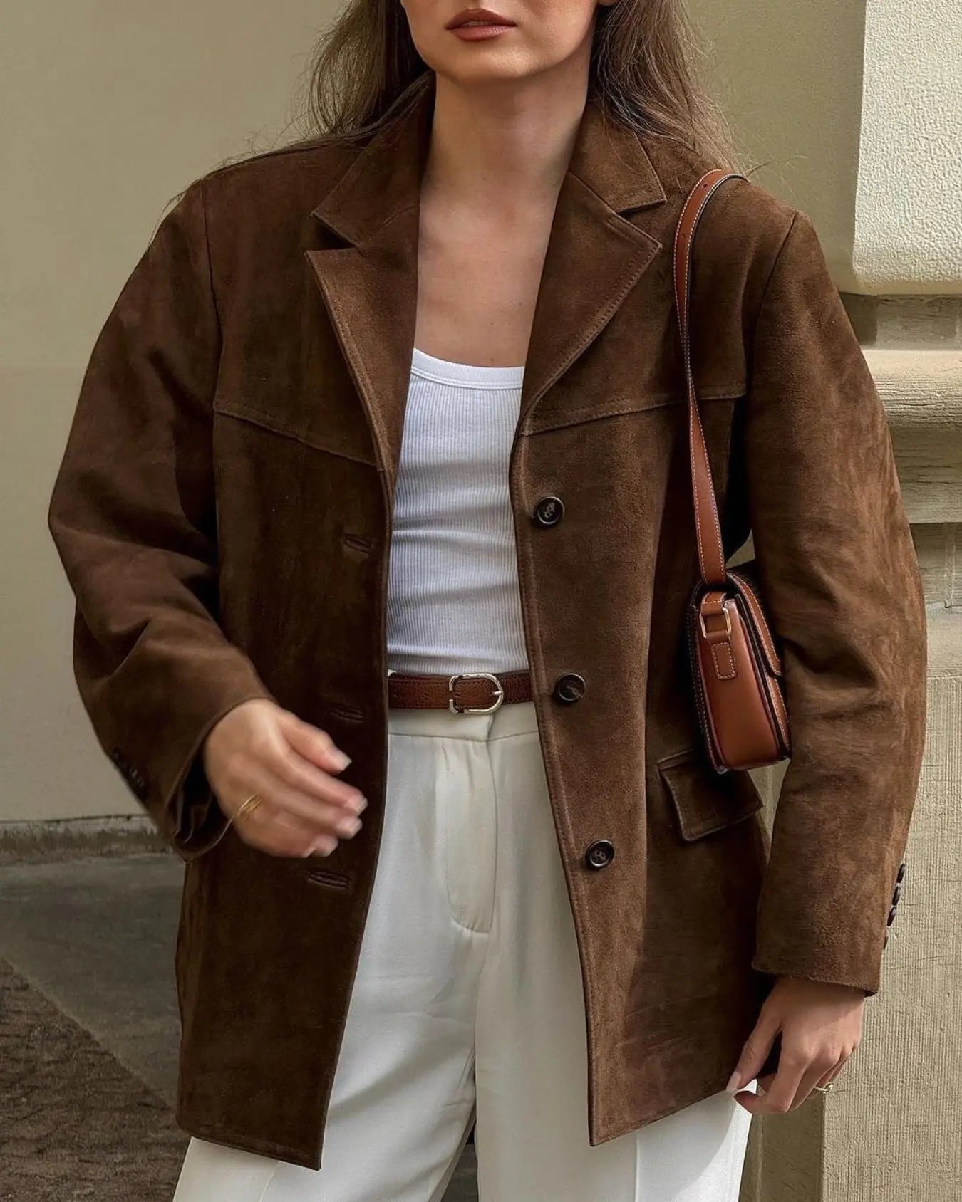 LIZAKOSHT  -  Leisure Suit Coat Women's Suede Autumn and Winter Jacket Commuter Wind Women's Coat