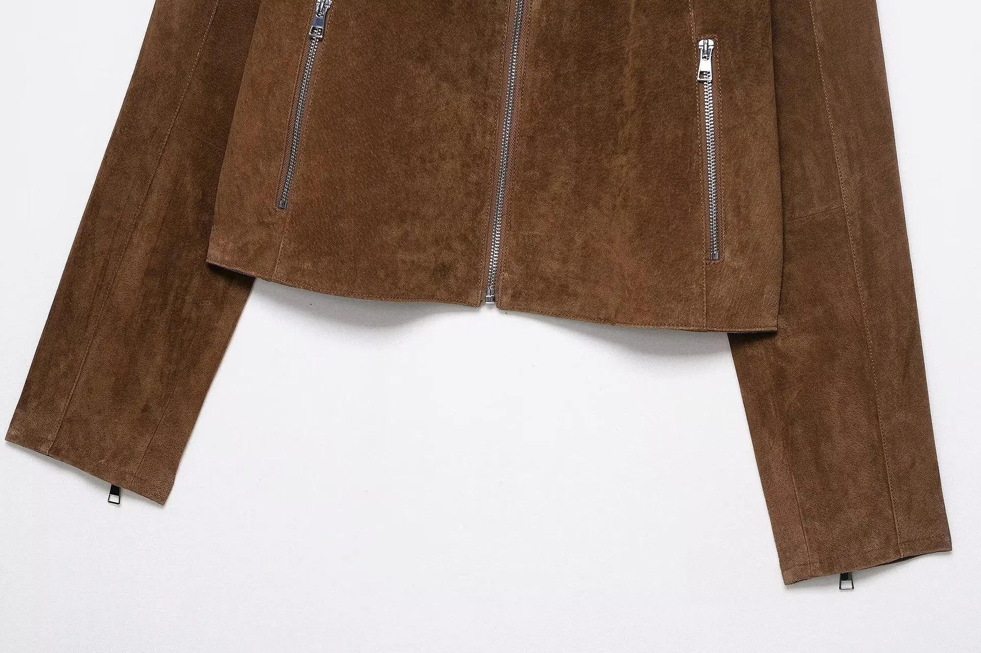 LIZAKOSHT  -  Fashion Suede Short Jackets Women Vintage Lapel Zippers Long Sleeve Pocket Jacket Coat 2025 New Autumn Winter Casual Streetwear