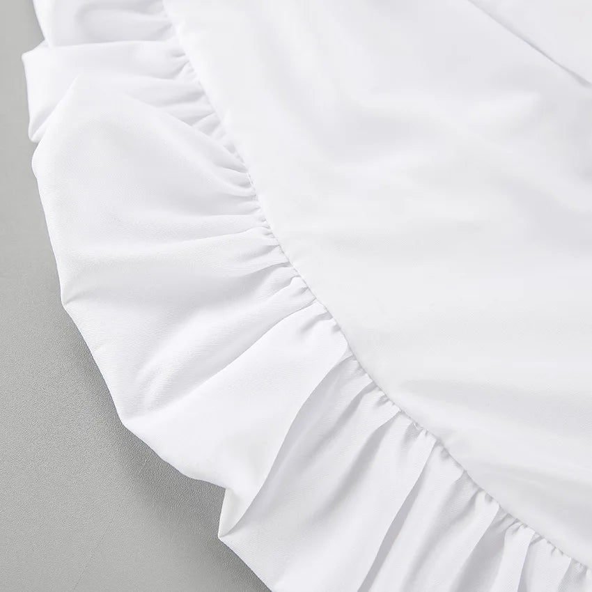 LIZAKOSHT  -  Sexy White Suspender Skirt Women's Seaside Chest Wrap A-word Skirt Short Women's Clothing