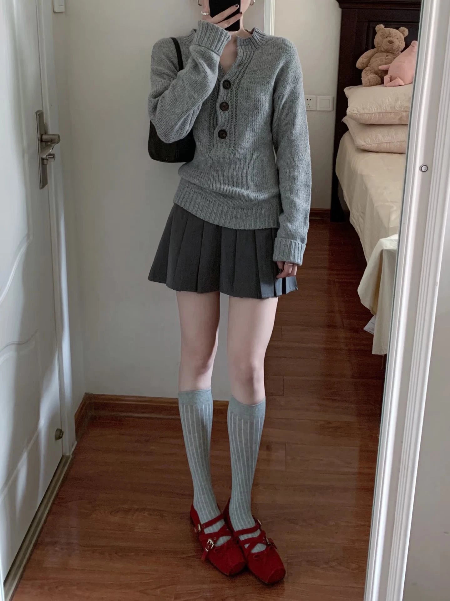 LIZAKOSHT  -  Buttons Grey Sweaters Woman Spring O-neck Long Sleeve Knitted Pullover Top Female Casual Vintage Preppy Style Jumpers Harajuku