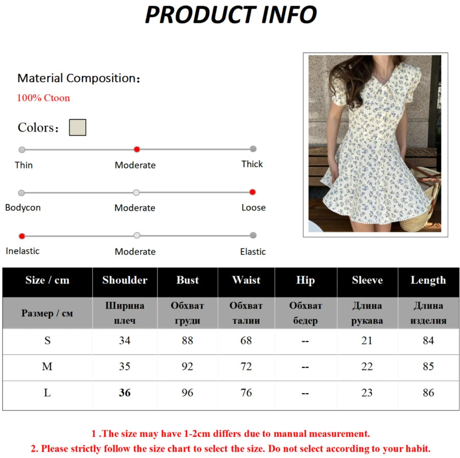 LIZAKOSHT  -  2026 Summer New Floral Short Sleeve Dress Women's Elegant Slim Fit Sweet Button Front Puff Sleeves Mini Dress