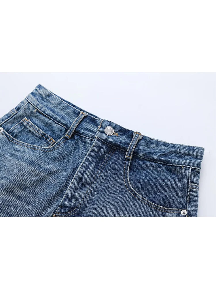 LIZAKOSHT  -  Women Blue Mini Denim Trouser Skirt Summer Casual Fashion Ladies Short Pocket Vacation Skirt Female Chic Bottoms