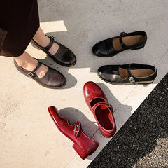 LIZAKOSHT  -  Fashion Women's Shoes New High Quality Genuine Leather Round Head Mary Janes Leather Shoes Daily Commuter Women's Shoes