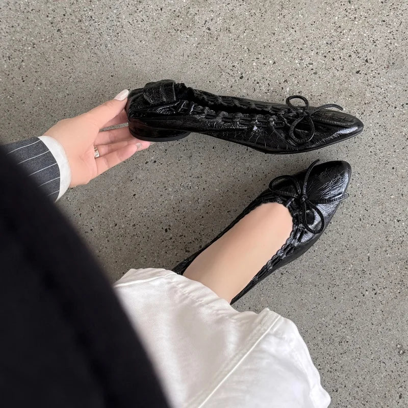 LIZAKOSHT  -  Fashion Women's Shoes New High Quality Genuine Leather Shoes Pointed Fold Soft soled Shoes Daily Lightweight Shoes