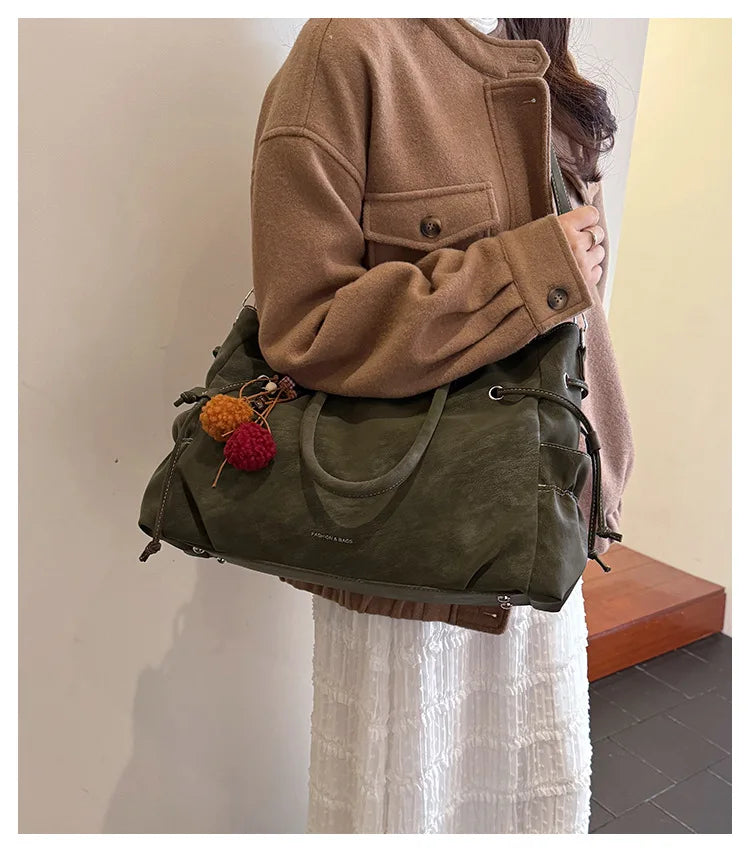 LIZAKOSHT  -  Simple Fashion Suede Crossbody Bag Women Large Capacity Shoulder Bag for Work Comfortable and Versatile Texture Commuting Bag