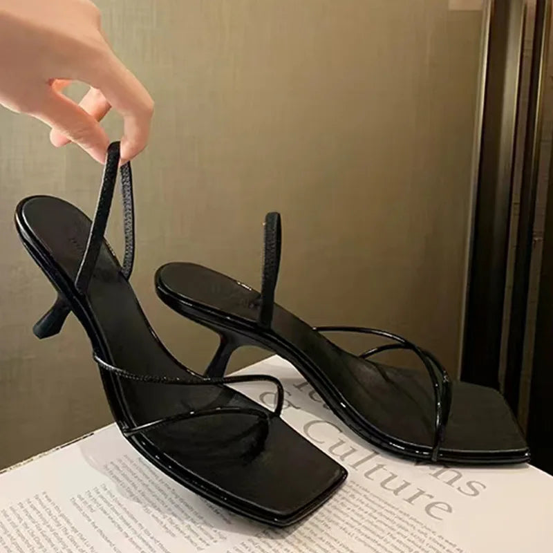 LIZAKOSHT  -  sexy ladies summer shoes narrow band high heels sandals women brand designer clip toe gladaitor sandalias mujer party slides