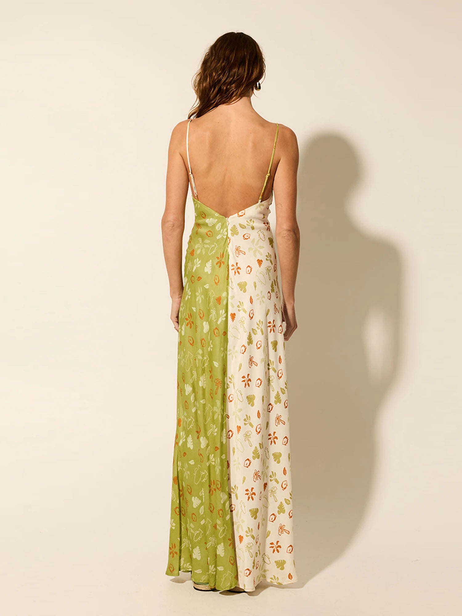 LIZAKOSHT  -  Women Summer Fairy Floral Deep V Neck Maxi Dresses Sleeveless Patchwork Long Dress Sundress vestidos