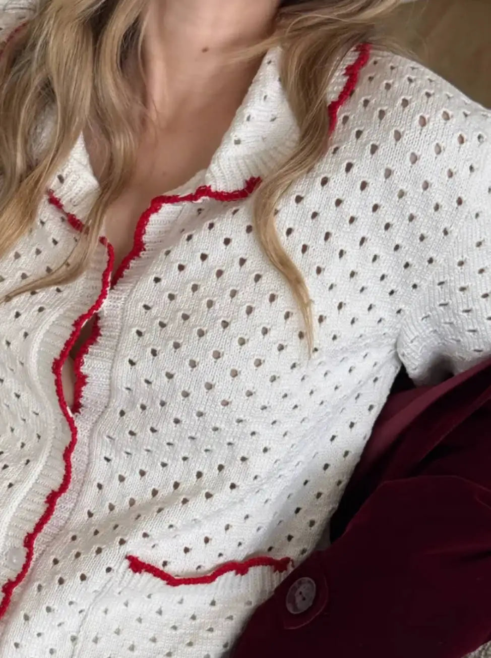 LIZAKOSHT  -  Knitted Shorts Set Fashion Casual Clashing Cardigan Top Lace Up Shorts Set Women  Vacation Sports Knitted Shorts Set