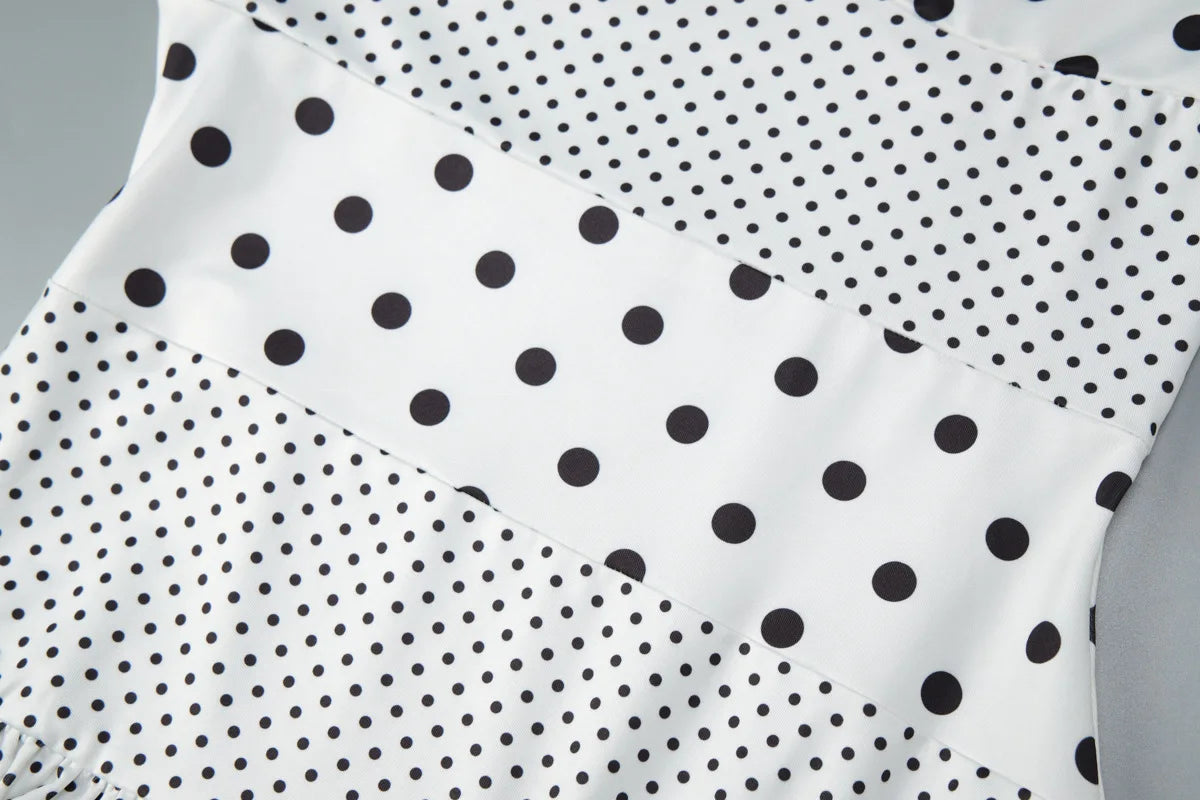 LIZAKOSHT  -  Women Polka Dot Halter Neck Maxi Dress Ruched A Line Vintage Elegant Holiday Beach Vacation Dress Spring Summer Outfit