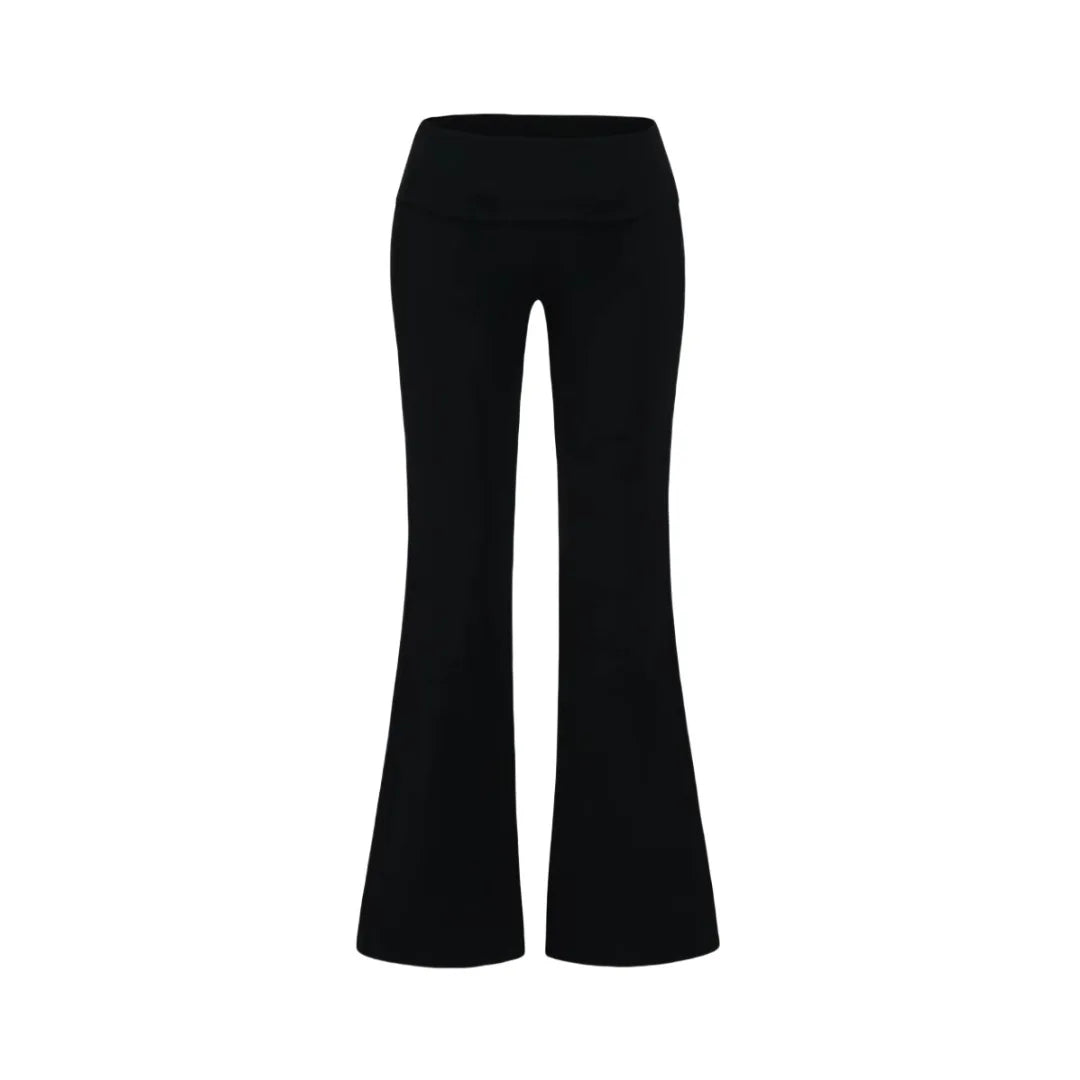LIZAKOSHT  -  Women Folded  Low Waist  Cotton Jersey Foldover Pant Soot