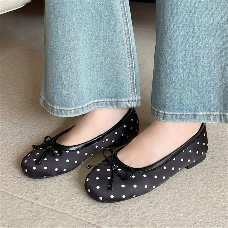 LIZAKOSHT  -  New Design Polka Dot Butterfly-kont Flats Heels Women Sandals Fashion Round Toe Daily Banquet Party Shoes