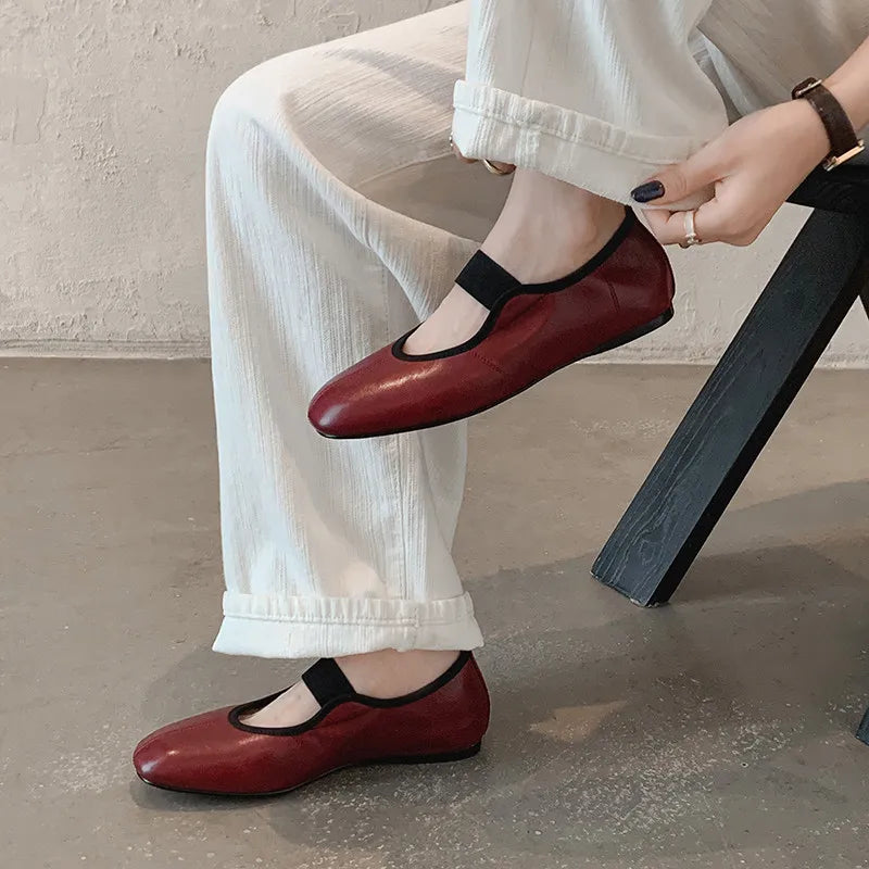 LIZAKOSHT  -  Fashion Women's Shoes New High Quality Genuine Leather Round Head Flat Shoes Ballet Shoes Lightweight Shoes