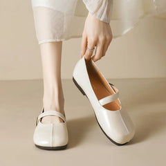 LIZAKOSHT  -  Retro Belt Strap Mary Janes Woman Lolita Flats Shoes Square Toe Cozy Slip On Loafers Female Solid Pu Leather Mocasines De Mujer