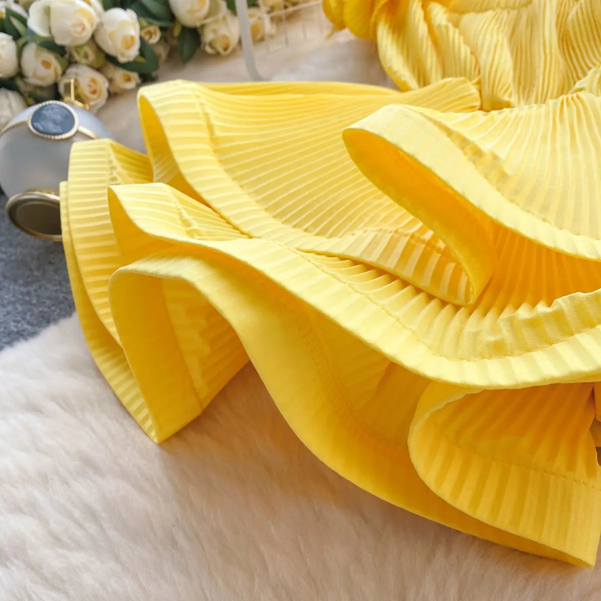 LIZAKOSHT  -  European Goods Small Shirt Explosion Heavy Pressed Ruffled Edge Halter Chiffon Shirt Slim Short Ruffled Swing Top Woman Tops